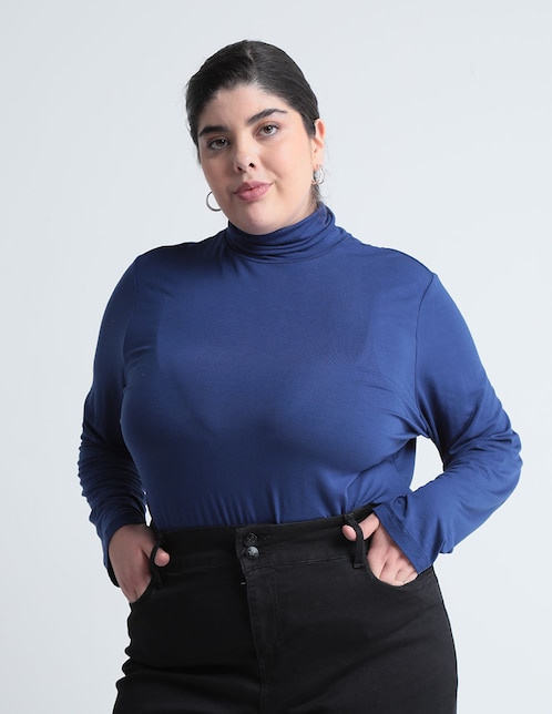 Playera manga larga Calafella cuello tortuga para mujer