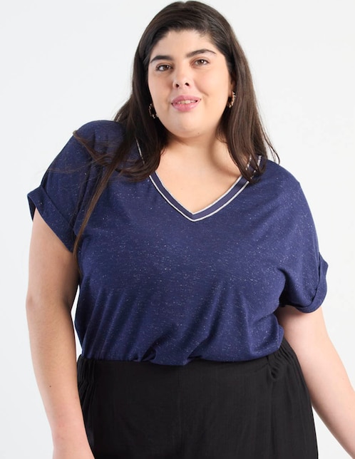 Blusa manga corta cuello redondo para mujer 1
