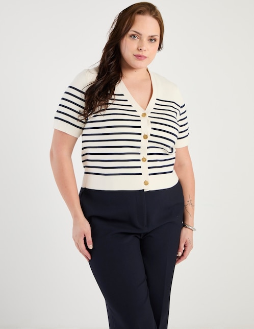 Suéter cuello V para mujer 1