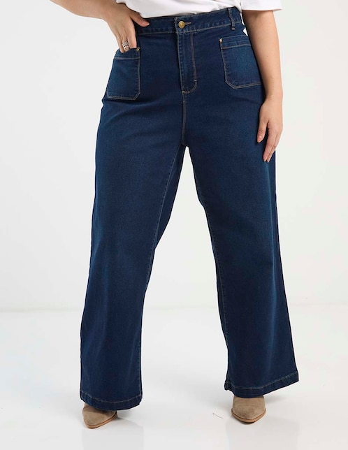 Jeans relaxed wide leg para mujer 1