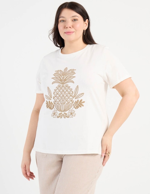 Playera manga corta cuello redondo para mujer 1