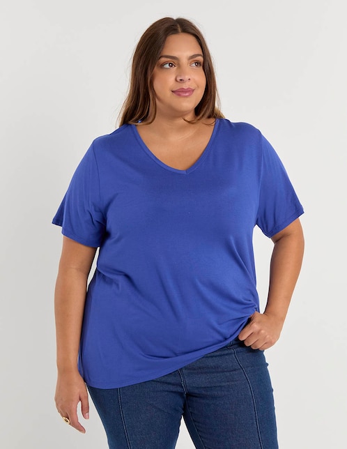 Playera manga corta cuello v para mujer 1
