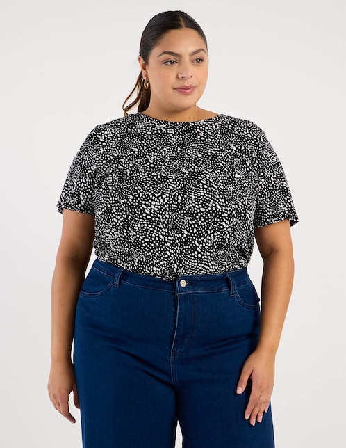 Playera manga corta cuello redondo para mujer 1