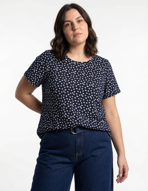 Playera manga corta cuello redondo para mujer 1