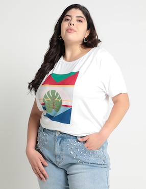 Playera Manga Corta Calafella Cuello Redondo Para Mujer