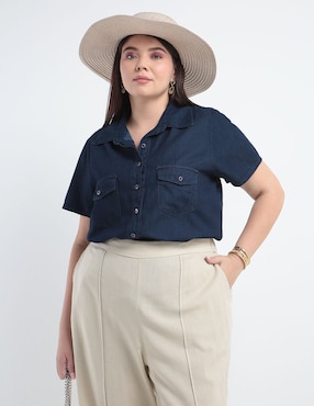 Blusa camisera Lieb Plus manga corta para mujer