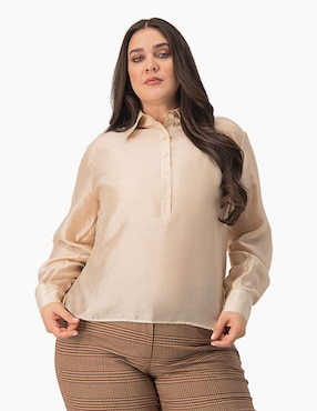 Blusa Ivonne Plus Manga Larga Para Mujer