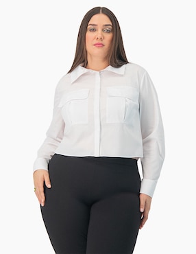 Blusa Camisera Ivonne Plus Manga Larga Para Mujer