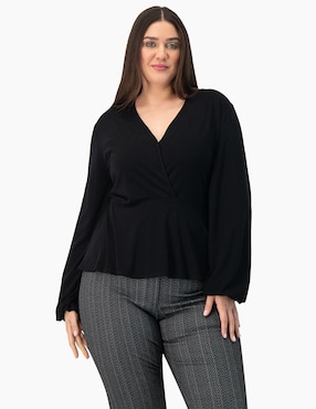 Blusa Peplum Ivonne Plus Manga Larga Para Mujer