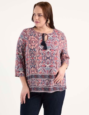 Blusa Lieb Plus manga 3/4 para mujer