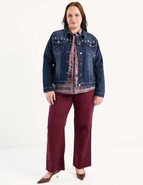 Chamarra denim Lieb Plus de mezclilla para mujer