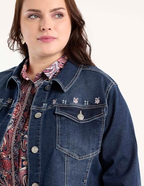 Chamarra denim Lieb Plus de mezclilla para mujer