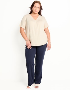 Playera manga corta Lieb Plus cuello V para mujer
