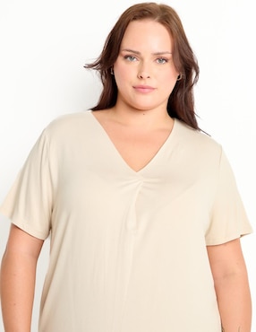 Playera manga corta Lieb Plus cuello V para mujer