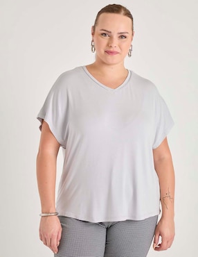 Playera manga corta Lieb Plus cuello v para mujer
