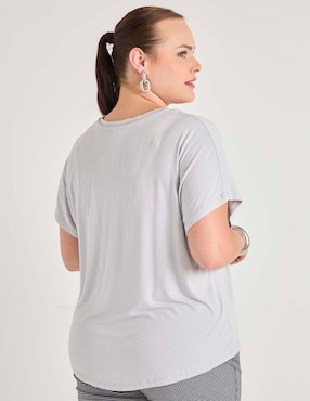 Playera manga corta Lieb Plus cuello v para mujer