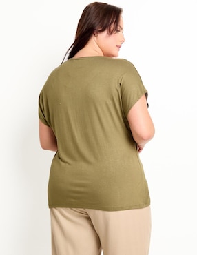Playera manga corta Lieb Plus cuello V para mujer