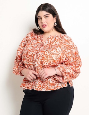 Camisa Tommy Plus de algodón manga larga para mujer