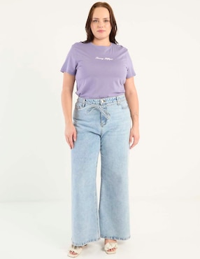 Playera manga corta Tommy Plus cuello redondo para mujer