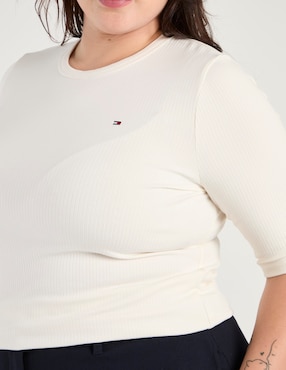 Playera manga al codo Tommy Plus cuello redondo para mujer