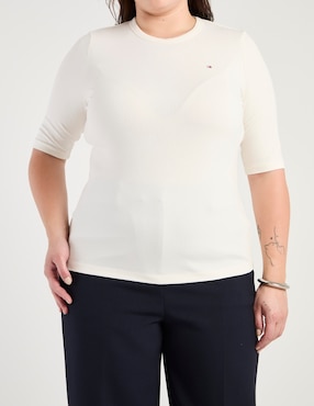 Playera manga al codo Tommy Plus cuello redondo para mujer