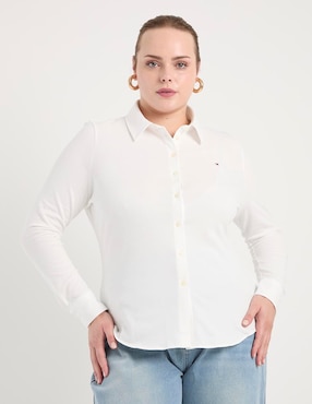 Camisa Tommy Plus de algodón manga larga para mujer