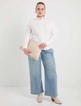 Camisa Tommy Plus de algodón manga larga para mujer