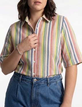 Blusa camisera Lieb Plus manga 3/4 para mujer
