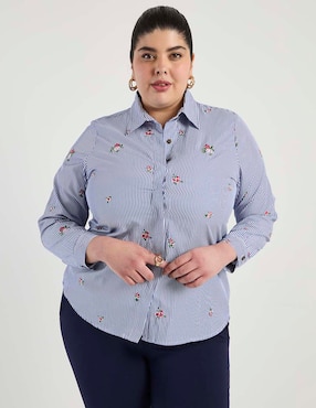 Blusa camisera Lieb Plus manga larga para mujer