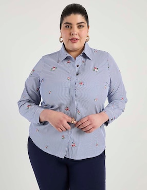 Blusa camisera Lieb Plus manga larga para mujer