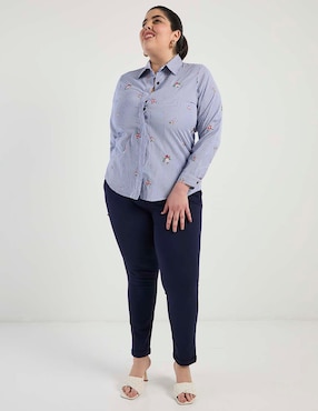 Blusa camisera Lieb Plus manga larga para mujer