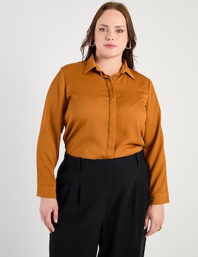 Blusa camisera Lieb Plus manga larga para mujer