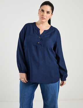 Blusa Lieb Plus manga larga para mujer