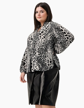 Blusa camisera Ivonne Plus manga larga para mujer