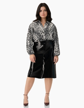 Blusa camisera Ivonne Plus manga larga para mujer
