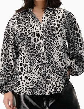 Blusa camisera Ivonne Plus manga larga para mujer