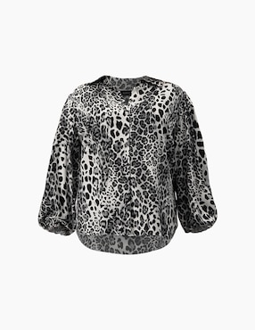 Blusa camisera Ivonne Plus manga larga para mujer