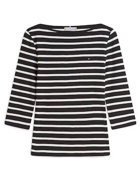 Playera manga larga Tommy Plus cuello redondo para mujer