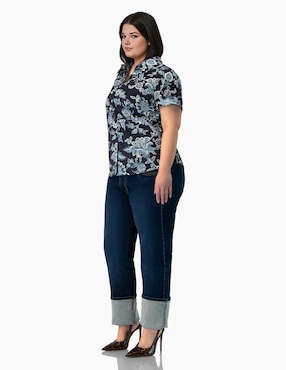 Blusa camisera Ivonne Plus manga corta para mujer