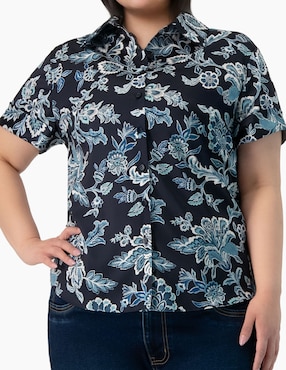 Blusa camisera Ivonne Plus manga corta para mujer