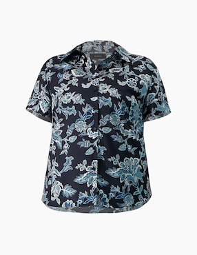 Blusa camisera Ivonne Plus manga corta para mujer