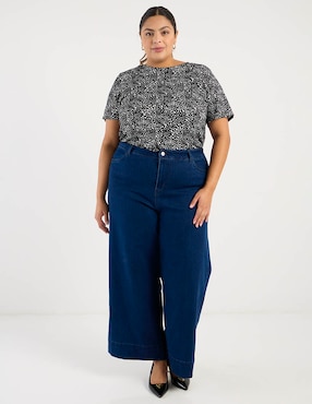 Jeans relaxed wide leg a la cintura Lieb Plus C421 para mujer