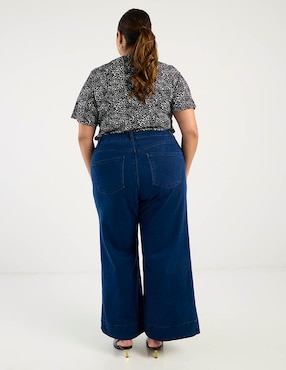 Jeans relaxed wide leg a la cintura Lieb Plus C421 para mujer