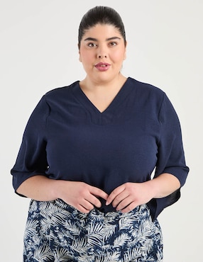Blusa Lieb Plus manga al codo para mujer