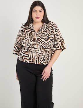 Blusa Ivonne Plus manga al codo para mujer