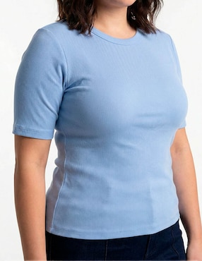 Playera manga corta lieb plus cuello redondo para mujer