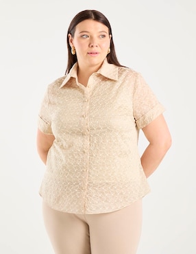 Blusa camisera Ivonne Plus manga corta para mujer