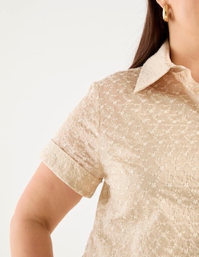 Blusa camisera Ivonne Plus manga corta para mujer