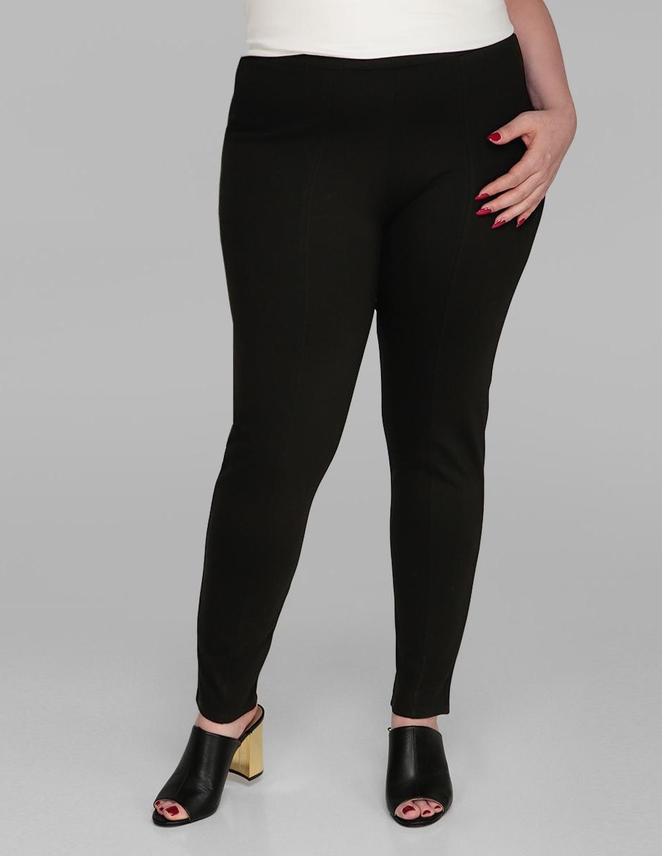 Leggings de cintura alta para mujer, color negro, con diseño elástico en  los lados