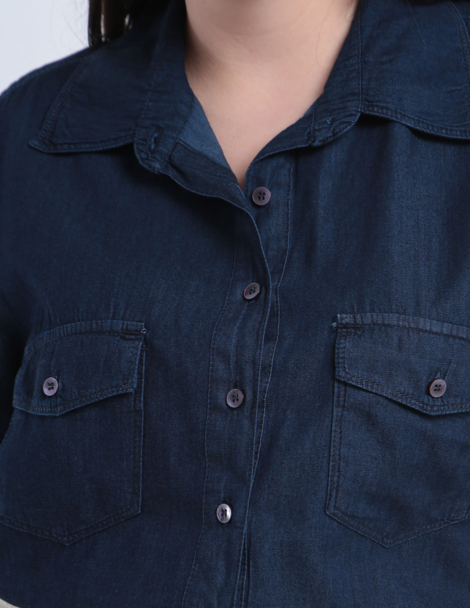 Blusa camisera manga corta para mujer 4